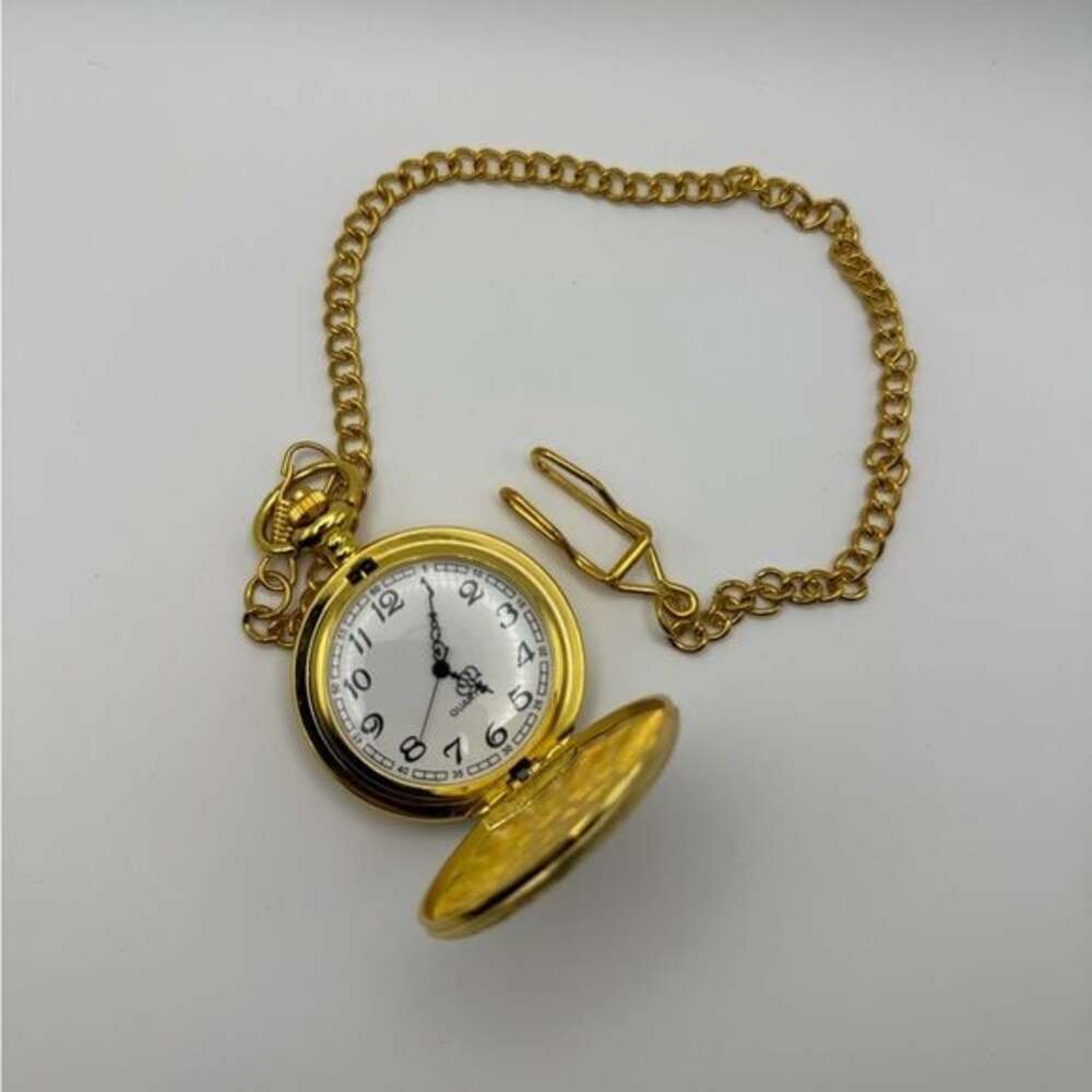 Gold Pocket Watch with Chain